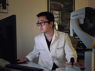 Daniel Vu performing pediatric glaucoma research